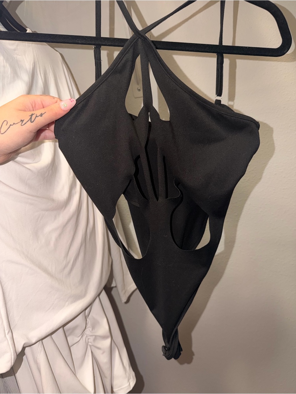 Black Cutout One-Piece bodysuit